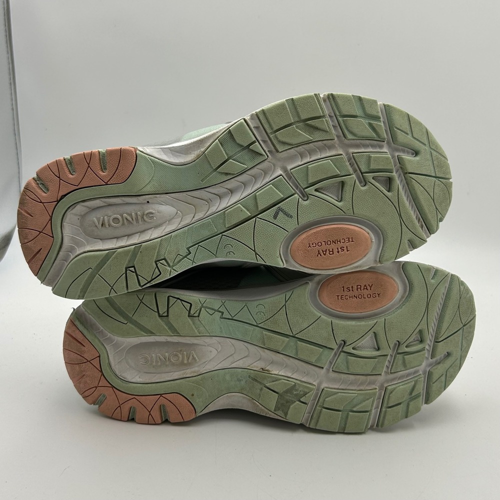 Vionic Berlin Sneakers Womens 9 Grey Mint Green Bungee Lace Athletic Gorpcore - Picture 7 of 9